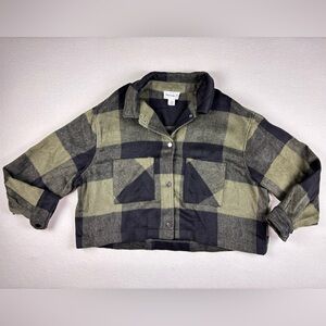 For The Republic Plaid Cropped Shirt Jacket